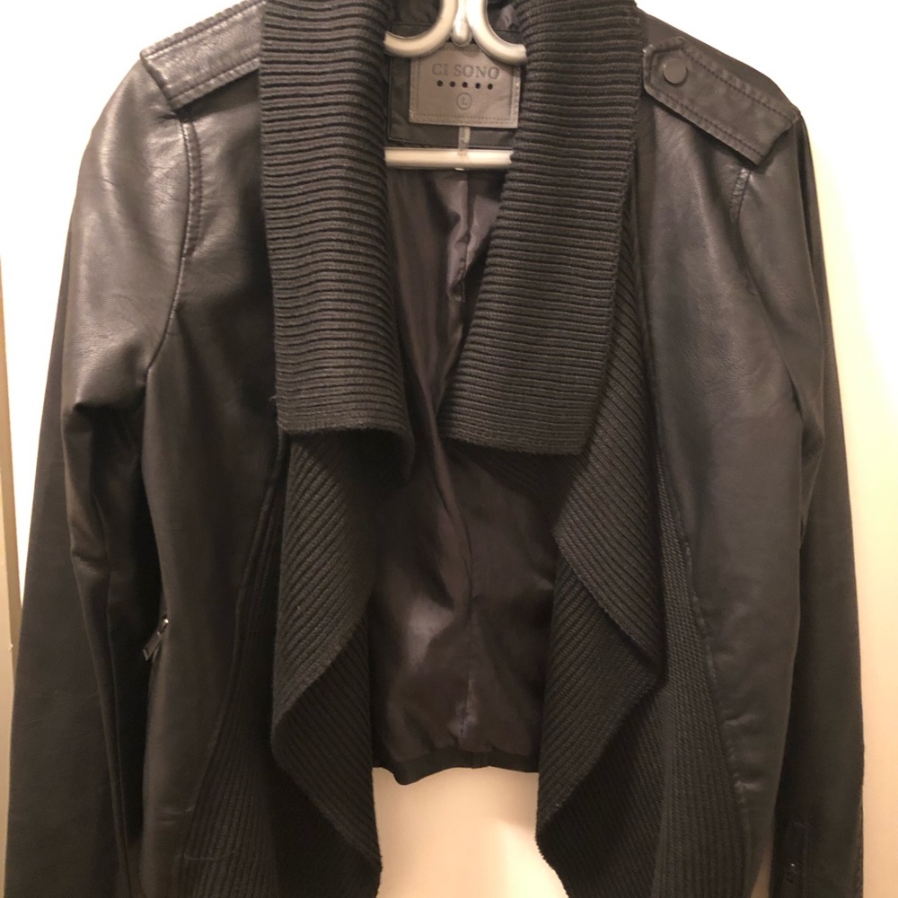 CI SONO black vegan leather jacket, Size L